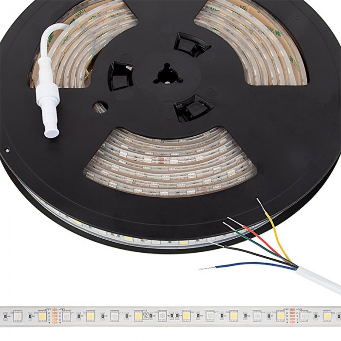 5m RGB+W LED Strip Light - Submersible LED Tape Light - 24V - IP68 ...