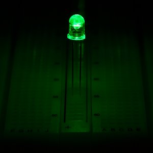 5mm Green LED - 525 nm - T1 3/4 LED w/ 45 Degree Viewing Angle