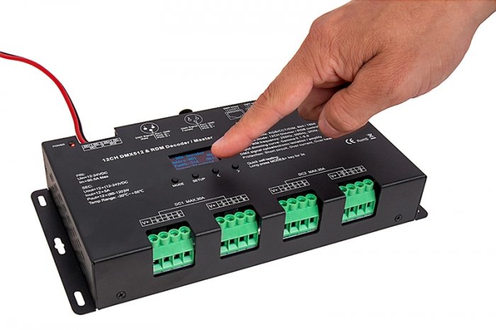 12 Channel LED DMX512 and RDM Decoder / Master - 5A/CH - 12-24V - OLED ...