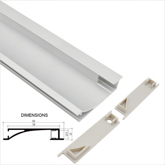 14x68mm Recessed/Flush Wall Mount LED Strip Channel for Cove or Accent Lighting - Aisle - LG1468 Series - Click Image to Close